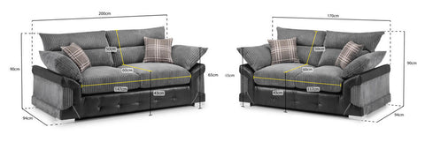 Axania Sofa Set - Black / Grey