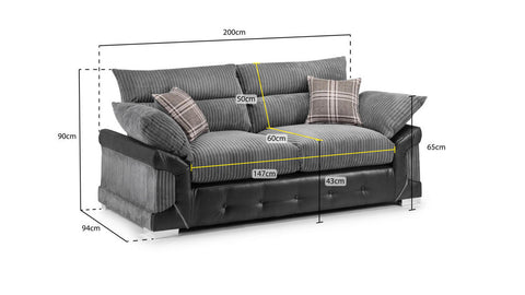 Axania Sofa Set - Black / Grey