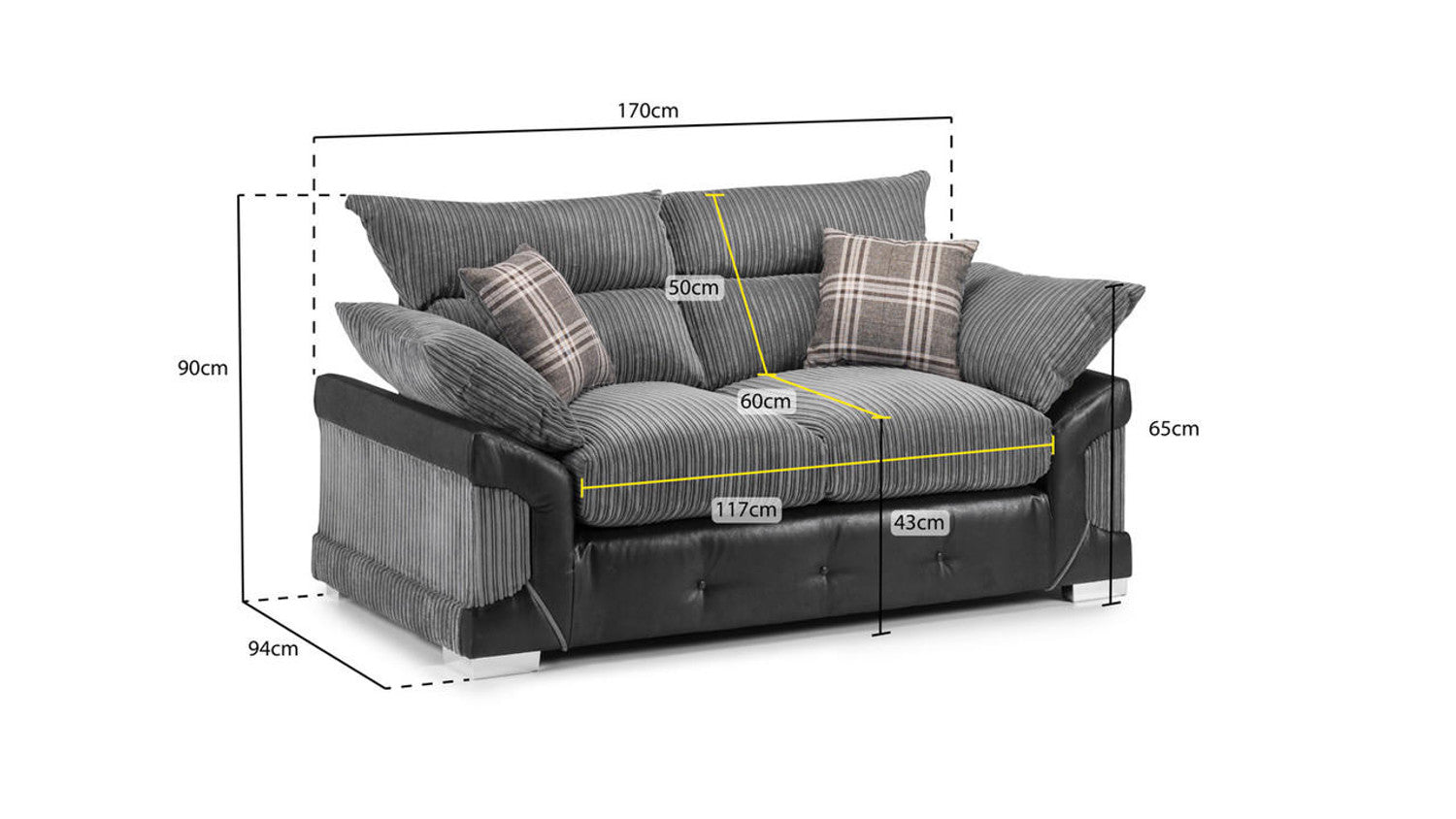 Axania Sofa Set - Black / Grey