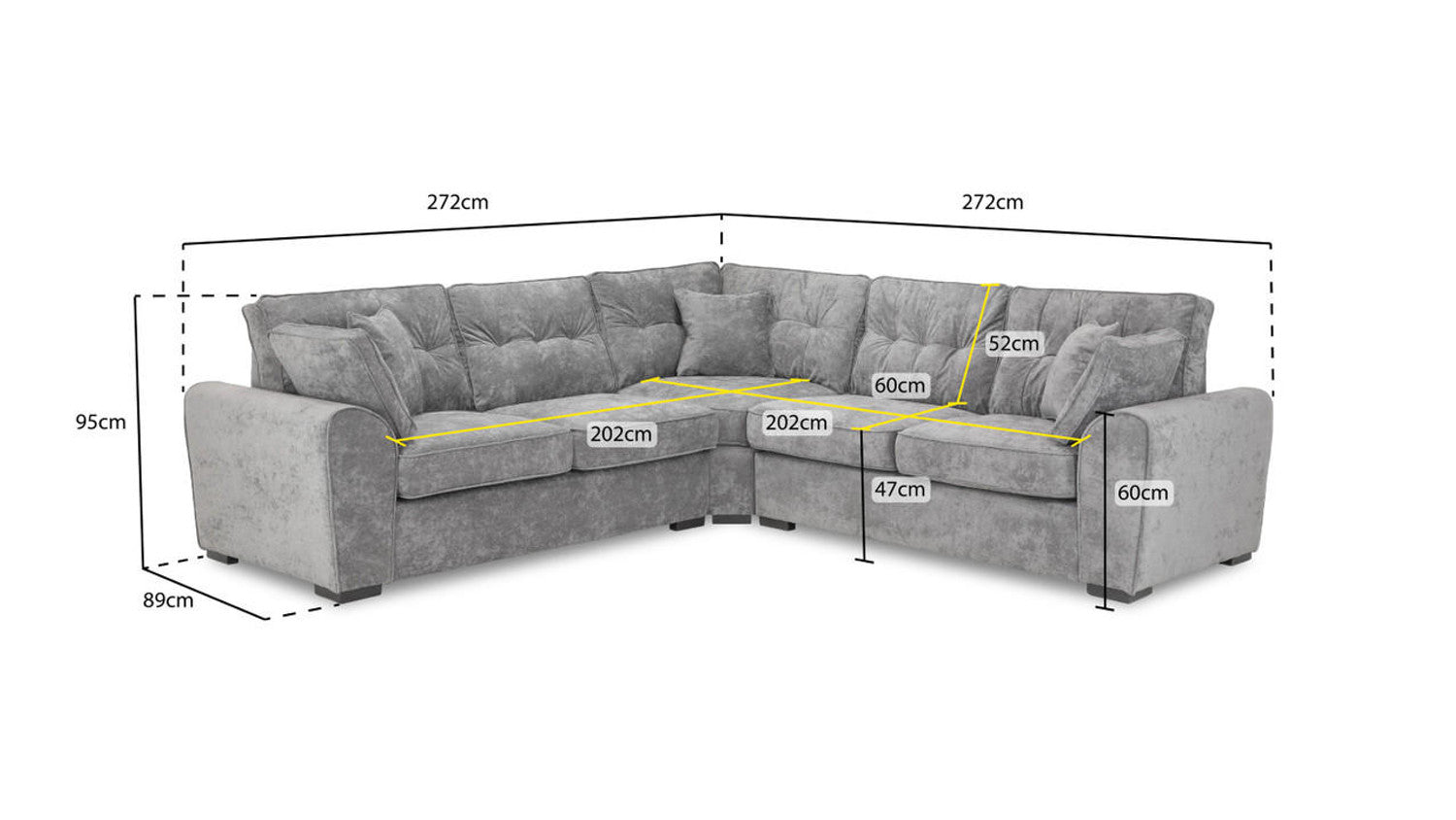 Carney Large Corner Sofa - Grey