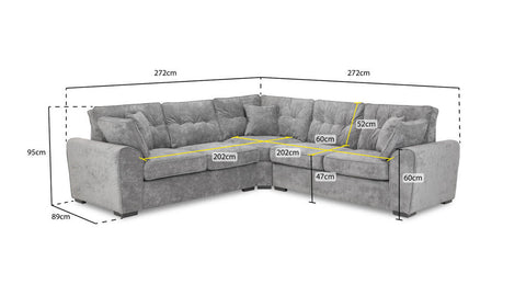 Carney Large Corner Sofa - Grey