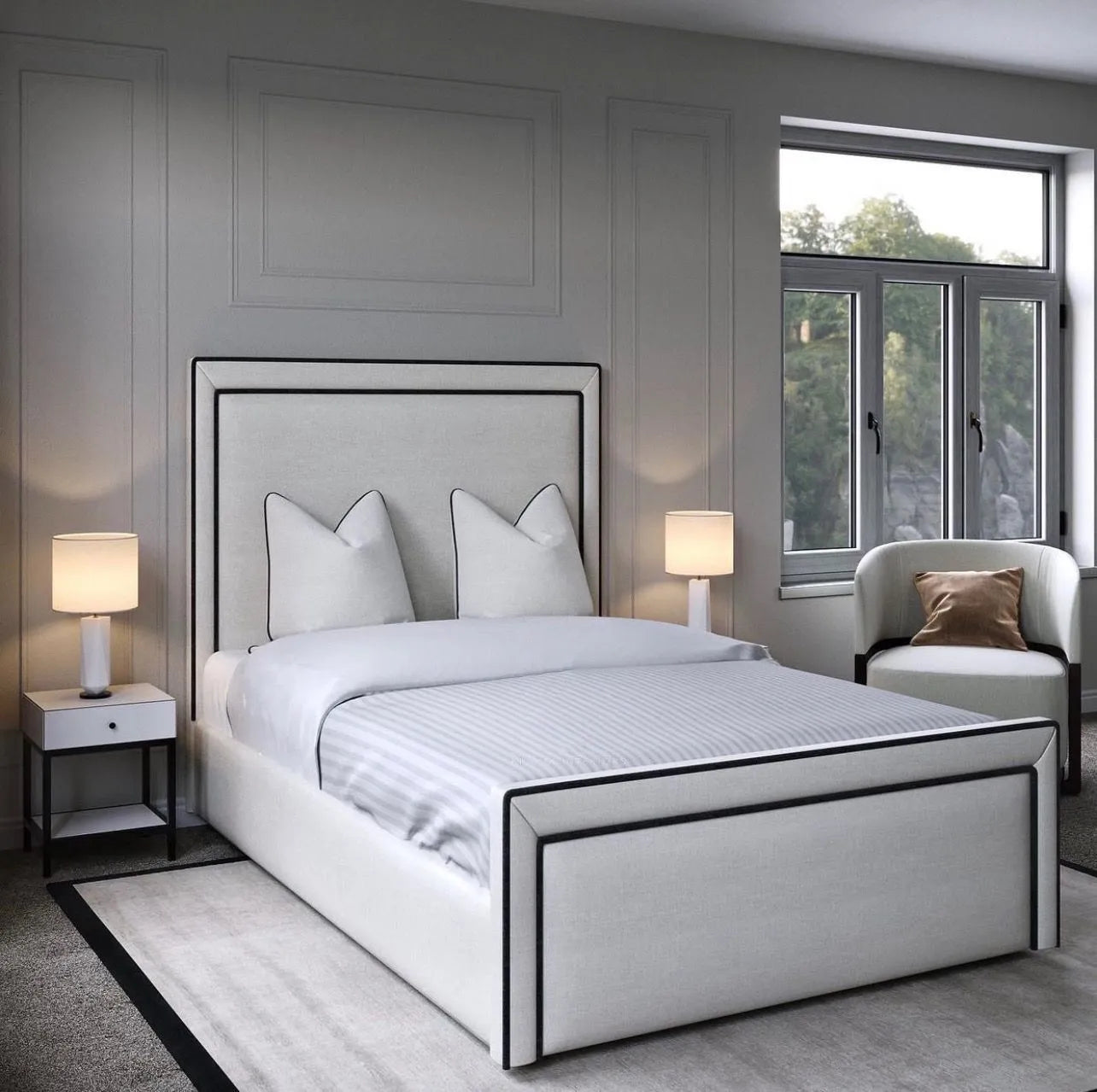 Lorenzo Luxe Piping Accent Bed