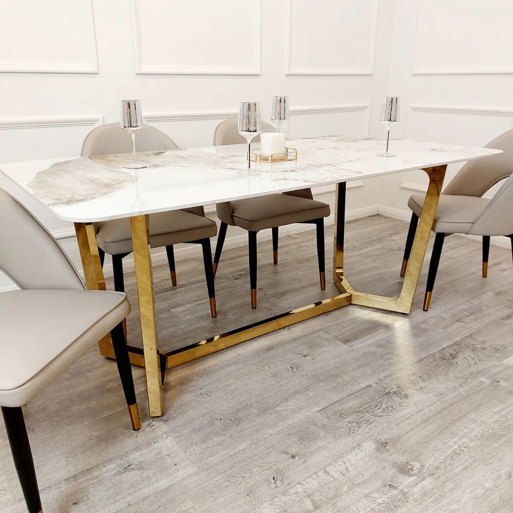 Lucia Pandora Gold Stone Dining Table 1.8 Metre