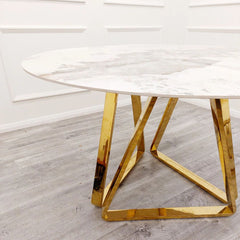 Lovemybedss Layla Gold Stone Top Dining Table 1.3M