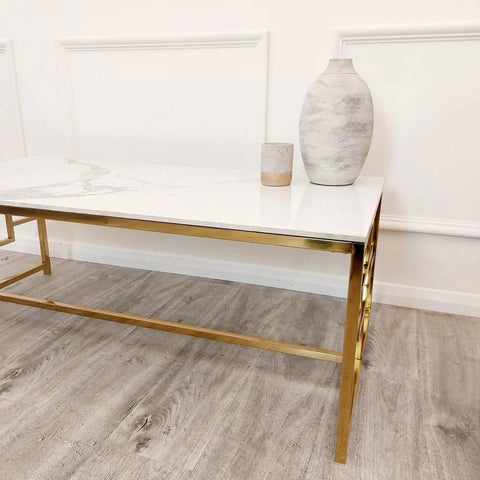 Paris Gold White Stone Top Coffee Table