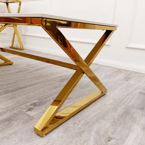 Layla Gold Coffee Table With White Stone Top