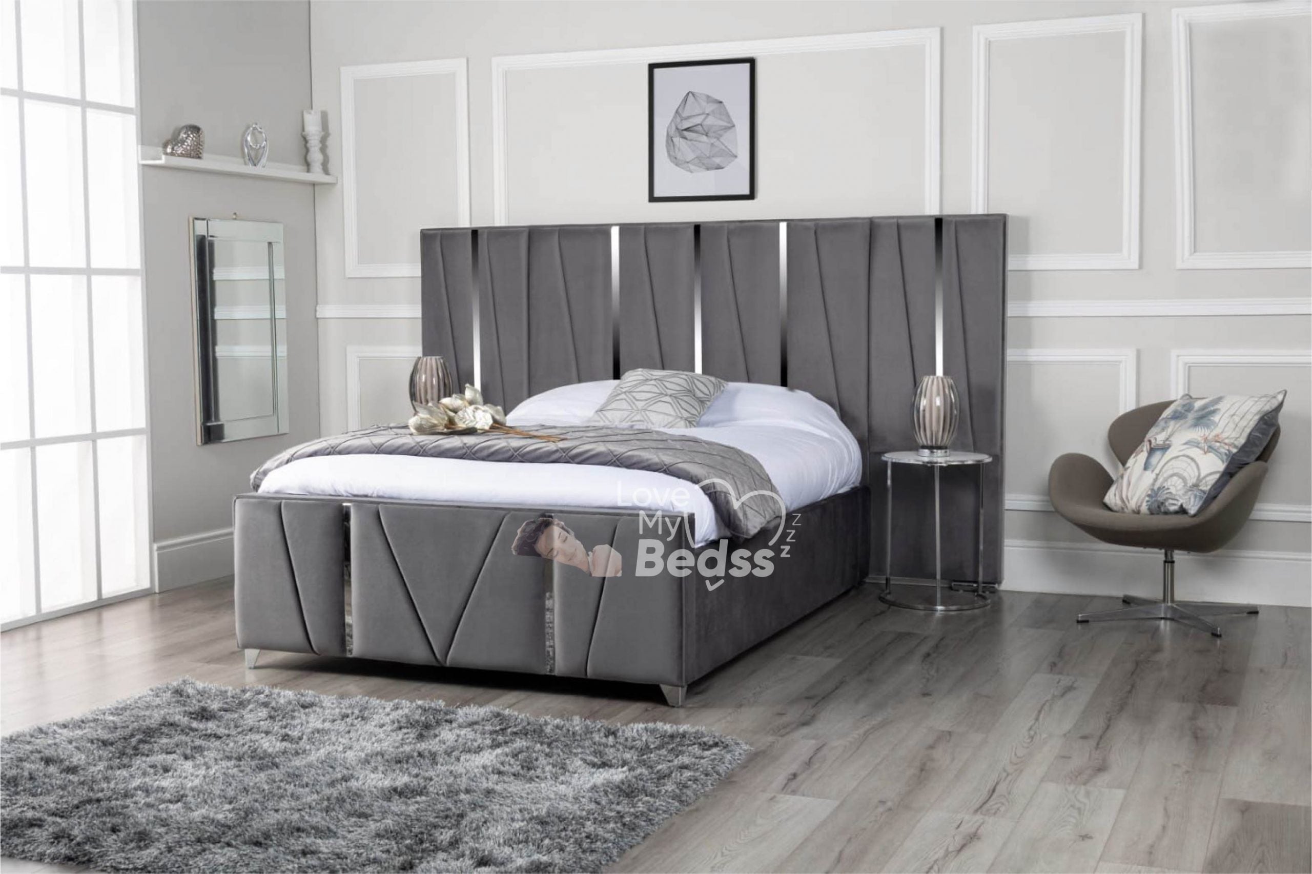 Lara Bed With Stylish Wall Panel Headboard